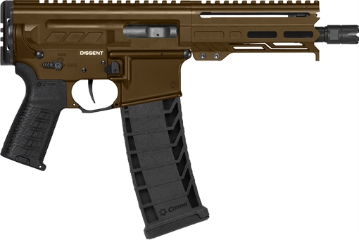Picture of CMMG Dissent MK4 9mm Luger 33+1 6.50", Midnight Bronze Rec, Picatinny Brace Adapter, 5.50" M-LOK Handguard, Left Side Charging Handle, Zeroed Linear Comp, Zeroed Drop-In Single Stage Trigger 94A6867MB