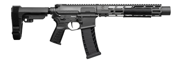 Picture of CMMG 94A68CD-TNG Zeroed Banshee Mk4 9mm Luger 33+1 6.50" Black Nitride Threaded Barrel, Tungsten Cerakote Aluminum Receiver w/Picatinny Rail, M-LOK Handguard, Black Polymer CMMG RipBrace, CMMG Zeroed