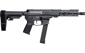 Picture of CMMG 99A520FTNG Banshee FE MkGs 9mm Luger 33+1 8" Black Nitride Threaded Barrel, M-LOK Handguard, Tungsten Cerakote Aluminum Receiver w/Picatinny Rail, Black Polymer CMMG RipBrace, CMMG Zeroed Grip 840442504861