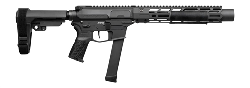 Picture of CMMG 99A6832-AB Zeroed Banshee MkGs 9mm Luger 33+1 6.50" Black Nitride Threaded Barrel, Black Armor Cerakote Aluminum Receiver w/Picatinny Rail, M-LOK Handguard, Black Polymer CMMG RipBrace, CMMG Zero