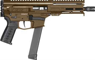 Picture of CMMG DISSENT MKGs, Semi-automatic Pistol, 9MM, 6.5" Barrel, 1/2x28, CMMG Zeroed Linear Compensator, Cerakote Finish, Midnight Bronze, 5.5" M-LOK Handguard, CMMG Zeroed Polymer Grip, 1913 Picatinny Rail End Cap, 33 Rounds, 2 Magazines, Accepts GLOCK Pattern Magazines 99A68A2-MB 99A68A2MB