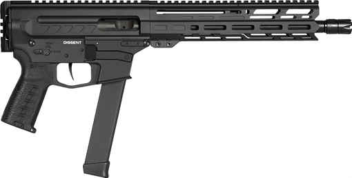 Picture of CMMG Dissent MKGS 9mm Luger 33+1 10.50", Black, Picatinny Brace Adapter, 5.50" M-LOK Handguard, Left Side Charging Handle, Zeroed Linear Comp, Zeroed Drop-In Single Stage Trigger 99A806DAB