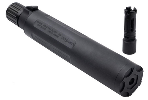Picture of CMMG DEFCAN 57, Suppressor, 5.7, Aluminum, Cerakote Finish, Black, Quick Detach, Includes Zeroed 5.7 Flash Hider 57CA4AD