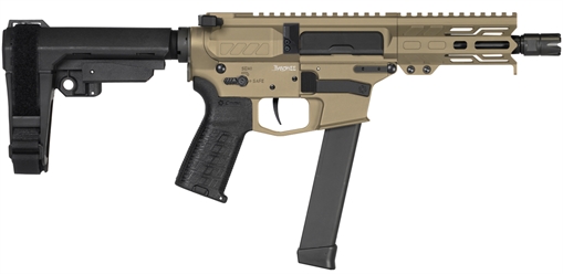 Picture of CMMG Banshee MKGS 9mm Luger 33+1 5" Black Nitride Medium Taper Threaded Barrel, EML 4" M-LOK Handguards, Coyote Tan Cerakote Aluminum Picatinny Rail Receiver, CMMG Zeroed Grips 99A890FCT