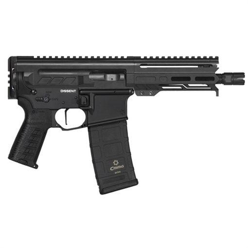 Picture of CMMG Dissent MK4 9mm Luger 33+1 6.50", Black, Picatinny Brace Adapter, 5.50" M-LOK Handguard, Left Side Charging Handle, Zeroed Linear Comp, Zeroed Drop-In Single Stage Trigger 94A6867AB