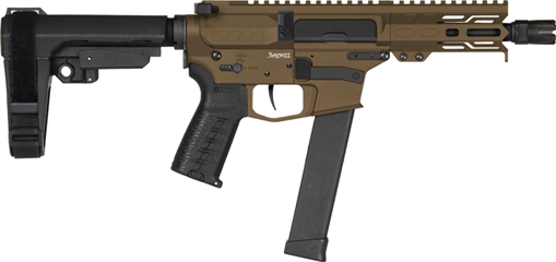 Picture of CMMG Banshee MKG 45 ACP 13+1 5" Black Nitride Medium Taper Threaded Barrel, EML 4" M-LOK Handguards, Midnight Bronze Cerakote Aluminum Picatinny Rail Receiver, CMMG Zeroed Grips 45AB70FMB
