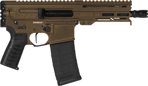 Picture of CMMG Dissent MK4, Semi-automatic Pistol, 300 Blackout, 6.5" Barrel, Cerakote Finish, Midnight Bronze, CMMG Zeroed Linear Compensator, 5.5" Free Float M-LOK Handguard, Zeroed Pistol Grip, 1913 Picatinny Rail End Cap, Manual Safety, 30 Rounds, 2 Magazines 30A0E33-MB 30A0E33MB
