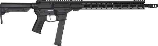 Picture of CMMG Resolute MKGs, Semi-automatic Rifle, 9MM, 16.1" Barrel, Threaded 1/2x28, ZEREOED Muzzle Brake, Cerakote Finish, Armor Black, 15" Free Float M-LOK Handguard, ZEROED Polymer Grip, CMMG Ripstock, Manual Safety, 33 Rounds, 1 Magazine, Accepts GLOCK Pattern Magazines 99A3D0F-AB 99A3D0FAB