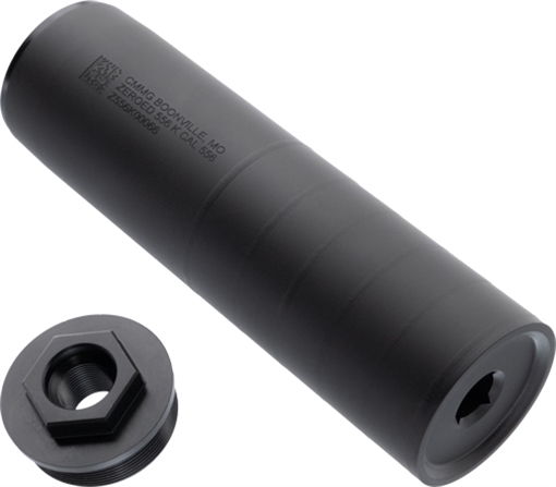 Picture of CMMG ZEROED 556 K SUPPRESSOR MULTI CAL INCLUDES 1/2-28" AND 5/8-24" DIRECT THREAD HUB MOUNT 11DB015