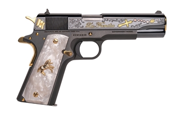 Picture of COLT COLT 1911 LA FAMILIA 38 SUP 5IN BARREL 9RD BLUED ENGRAVED 1 OF 300 CNCLAFAM CNCLAFAM