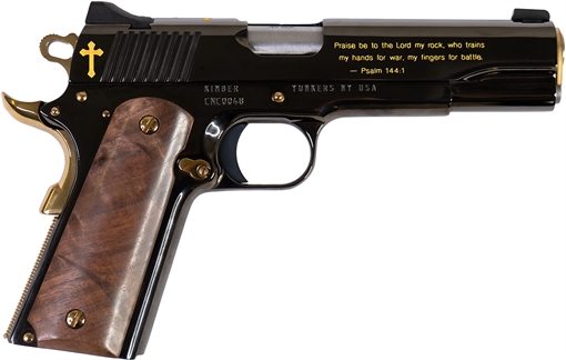 Picture of Cnc Firearms Kimber 1911 Crusader Limited Edition 45 ACP 7+1 5" Diamond Like Coating w/24kt Gold Inlay Frame, Walnut Grip CNCCRUS1911