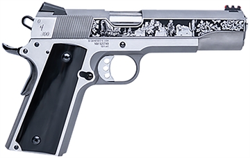 Picture of Cnc Firearms Kimber 1911 Western Spirit 45 ACP 7+1 5" Stainless Steel Barrel, Serrated w/Engraved Scrollwork Slide, Black Buffalo Horn Grip CNCWESTSPIRIT
