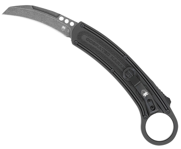 Picture of CobraTec Knives Karambit 2.75" Folding Plain Stonewashed D2 Steel Blade, 5.88" Black Anodized w/Finger Ring Aluminum Handle CTBKRH