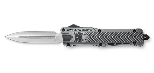 Picture of CobraTec Knives LSWCTK1LFAGNS CTK-1 Large 3.75" OTF Dagger Plain D2 Steel Blade/Stonewashed Aluminum Handle Features Glass Breaker Includes Pocket Clip LSWCTK1LDAGNS