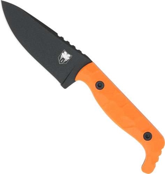 Picture of CobraTec Knives KingPin EDC 4" Fixed Drop Point Plain Black Powder Coated D2 Steel Blade, 4" Blaze Orange Textured G10 Scales Handle CTKPORG
