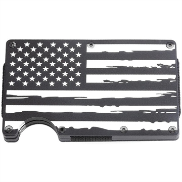 Picture of CobraTec CobraTec American Flag Wallet Aluminum RFID w/Money Clip Black RFIDUSA 099654043006