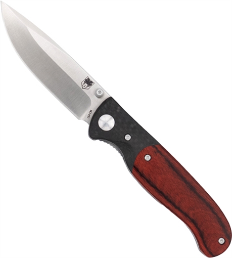 Picture of CobraTec Knives Baron EDC 3.25" Folding Drop Point Plain Satin 154CM SS Blade, 4.25" Carbon Fiber/Pakkawood Handle CTBRN