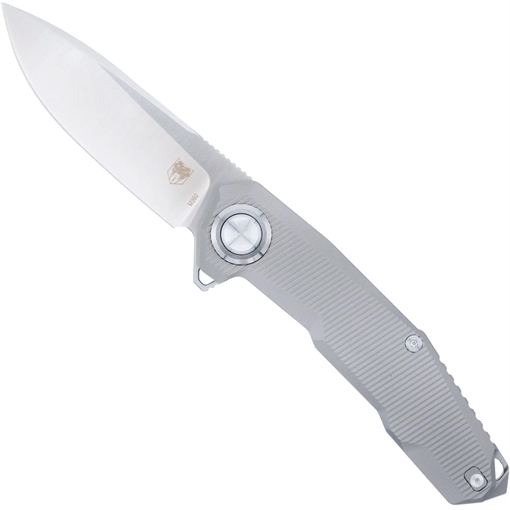 Picture of CobraTec CobraTec Barracuda Titanium M390 Button Lock Knife Folding Blade Silver CTBRCM390DNSBL 099654046762