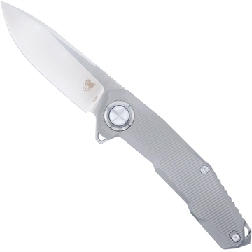 Picture of CobraTec CobraTec Barracuda Titanium M390 Button Lock Knife Folding Blade Silver CTBRCM390DNSBL 099654046762
