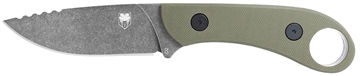 Picture of CobraTec Knives Skinner Gen II 3.50" Fixed Plain Stonewashed D2 Steel Blade, 4.31" OD Green Textured G10 Scales Handle w/Finger Ring SD2DNSODGGEN2