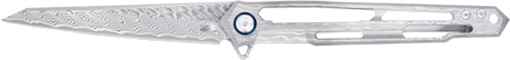 Picture of CobraTec Knives Ghost 3.88" Folding Wharncliffe Plain Damascus Blade, 4.94" Cut Out Titanium Handle CTGSTDAMWNS