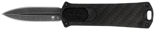 Picture of CobraTec Knives 952 1.75" OTF Dagger Plain Stonewashed D2 Steel Blade, 3" Black Anodized Aluminum Handle 952BLKDAGNS