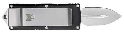 Picture of CobraTec Knives Money Clip 1.75" OTF Plain D2 Steel Blade/Black Aluminum Handle Includes Pocket Clip BLKOTFMC