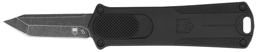 Picture of CobraTec Knives 952 *CA Compliant 1.75" OTF Tanto Plain Stonewashed D2 Steel Blade, 3" Black Anodized Aluminum Handle CALI952BLKTNS