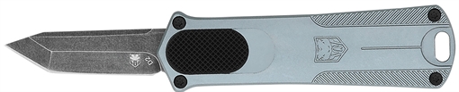 Picture of CobraTec Knives California 952 *CA Compliant 1.75" OTF Tanto Plain Black Stonewashed D2 Steel Blade, 3" Gray Anodized Aluminum Handle CALI952GRYTNS
