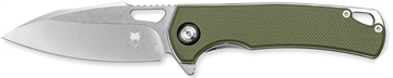 Picture of CobraTec Knives CTCLNHRBLK Wolverine 3.12" OTF Drop Point Plain Satin TiCN D2 Steel Blade, 4.25" Green Textured G10 Handle CTWOLVERINEGRN