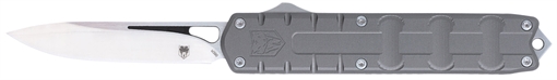 Picture of CobraTec Knives Enforcer 3.25" OTF Drop Point Plain M390 Steel Blade/Gray Aluminum Handle CTEGRYM390DNS