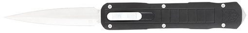 Picture of CobraTec Knives Raptor 3.13" OTF Dagger Plain D2 Steel Blade, 4.50" Black Aluminum Handle CTRPTBLKDAGNS