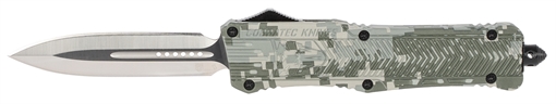 Picture of CobraTec Knives CTK-1 Large 3.75" OTF Dagger Plain D2 Steel Blade/Army DigiCamo Aluminum Handle Features Glass Breaker Includes Pocket Clip LADCCTK1DAGNS