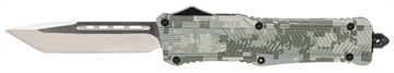 Picture of CobraTec Knives CTK-1 Large 3.75" OTF Tanto Plain D2 Steel Blade/Army DigiCamo Aluminum Handle Features Glass Breaker Includes Pocket Clip LADCCTK1LTNS