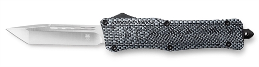 Picture of CobraTec Knives CTK-1 Large 3.75" OTF Tanto Plain D2 Steel Blade/Carbon Fiber Aluminum Handle Features Glass Breaker Includes Pocket Clip LCFCTK1LTNS