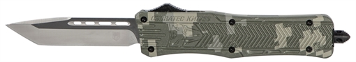 Picture of CobraTec Knives CTK-1 Medium 3" OTF Tanto Plain D2 Steel Blade/Army DigiCamo Aluminum Handle Features Glass Breaker Includes Pocket Clip MADCCTK1MTNS