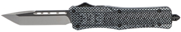 Picture of CobraTec Knives CTK-1 Medium 3" OTF Tanto Plain D2 Steel Blade/Carbon Fiber Aluminum Handle Features Glass Breaker Includes Pocket Clip MCFCTK1MTNS