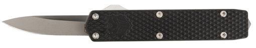 Picture of CobraTec Knives Mini Mamba Gen II 2.25" OTF Plain Stonewashed D2 Steel Blade, 3.38" Black Textured Anodized Aluminum Handle MNBLKMGEN2DNS