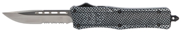 Picture of CobraTec Knives CTK-1 Medium 3" OTF Drop Point Part Serrated D2 Steel Blade/ Carbon Fiber Aluminum Handle Features Glass Breaker Includes Pocket Clip MSCFTK1MDS