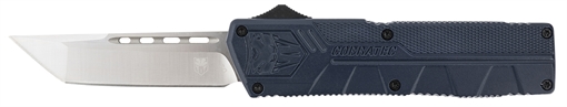 Picture of CobraTec Knives Lightweight 3.25" OTF Tanto Plain D2 Steel Blade/NYPD Blue Aluminum Handle Includes Pocket Clip NYCTLWTNS