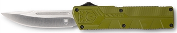 Picture of CobraTec Knives Lightweight 3.25" OTF Drop Point Plain D2 Steel Blade/OD Green Aluminum Handle Includes Pocket Clip ODCTLWDNS