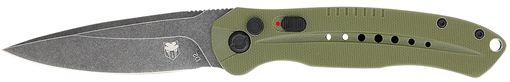 Picture of CobraTec Knives Diablo 3.50" Folding Black Stonewashed D2 Steel Blade, 4.75" OD Green Textured G10 Scales Handle ODGDIABLOAUTO