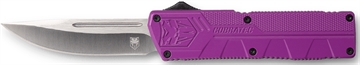 Picture of CobraTec Knives Lightweight 3.25" OTF Drop Point Plain D2 Steel Blade/Purple Aluminum Handle Includes Pocket Clip PURCTLWDNS
