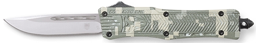 Picture of CobraTec Knives CTK-1 American Flag Small 2.75" OTF Drop Point Plain D2 Steel Blade, 4.25" Digital Camo Aluminum Alloy Handle SADCCTK1SDNS