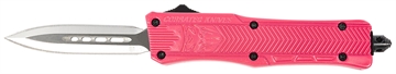 Picture of CobraTec Knives CTK-1 Small 2.75" OTF Dagger Plain D2 Steel Blade, Pink Aluminum Handle Features Glass Breaker SPKCTK1SDAGNS