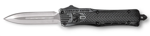 Picture of CobraTec Knives CTK-1 Small 2.75" OTF Dagger Plain D2 Steel Blade/Stonewashed Aluminum Handle Features Glass Breaker Includes Pocket Clip SSWCTK1SDAGNS