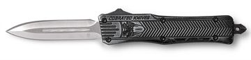 Picture of CobraTec Knives CTK-1 Small 2.75" OTF Dagger Plain D2 Steel Blade/Stonewashed Aluminum Handle Features Glass Breaker Includes Pocket Clip SSWCTK1SDAGNS