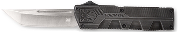 Picture of CobraTec Knives Lightweight 3.25" OTF Tanto Plain D2 Steel Blade/Stonewashed Aluminum Handle Includes Pocket Clip SWCTLWTNS