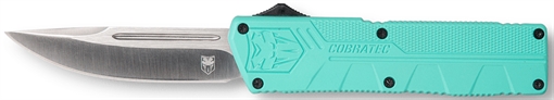 Picture of CobraTec Knives Lightweight 3.25" OTF Drop Point Plain D2 Steel Blade/Tiffany Blue Aluminum Handle Includes Pocket Clip TFCTLWDNS