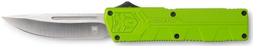 Picture of CobraTec Knives Lightweight 3.25" OTF Drop Point Plain D2 Steel Blade/Zombie Green Aluminum Handle Includes Pocket Clip ZBGCTLWDNS